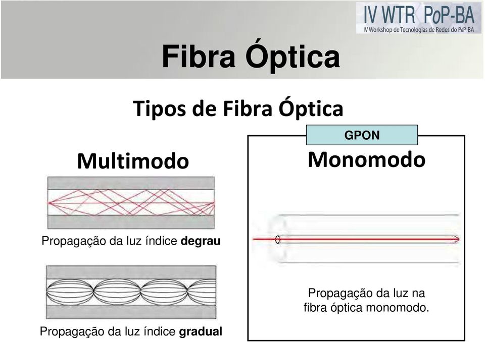 índice degrau Propagação da luz na fibra