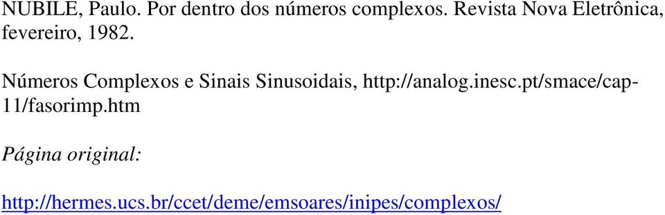 Números Complexos e Sinais Sinusoidais, http://analog.inesc.