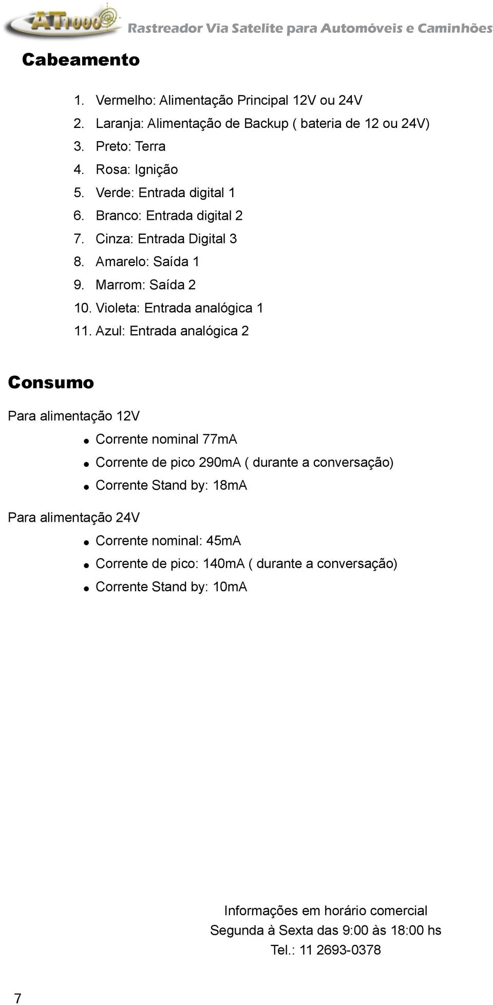 digital 2 Cinza: Entrada Digital 3 Amarelo: Saída 1 Marrom: Saída 2 10. Violeta: Entrada analógica 1 11.