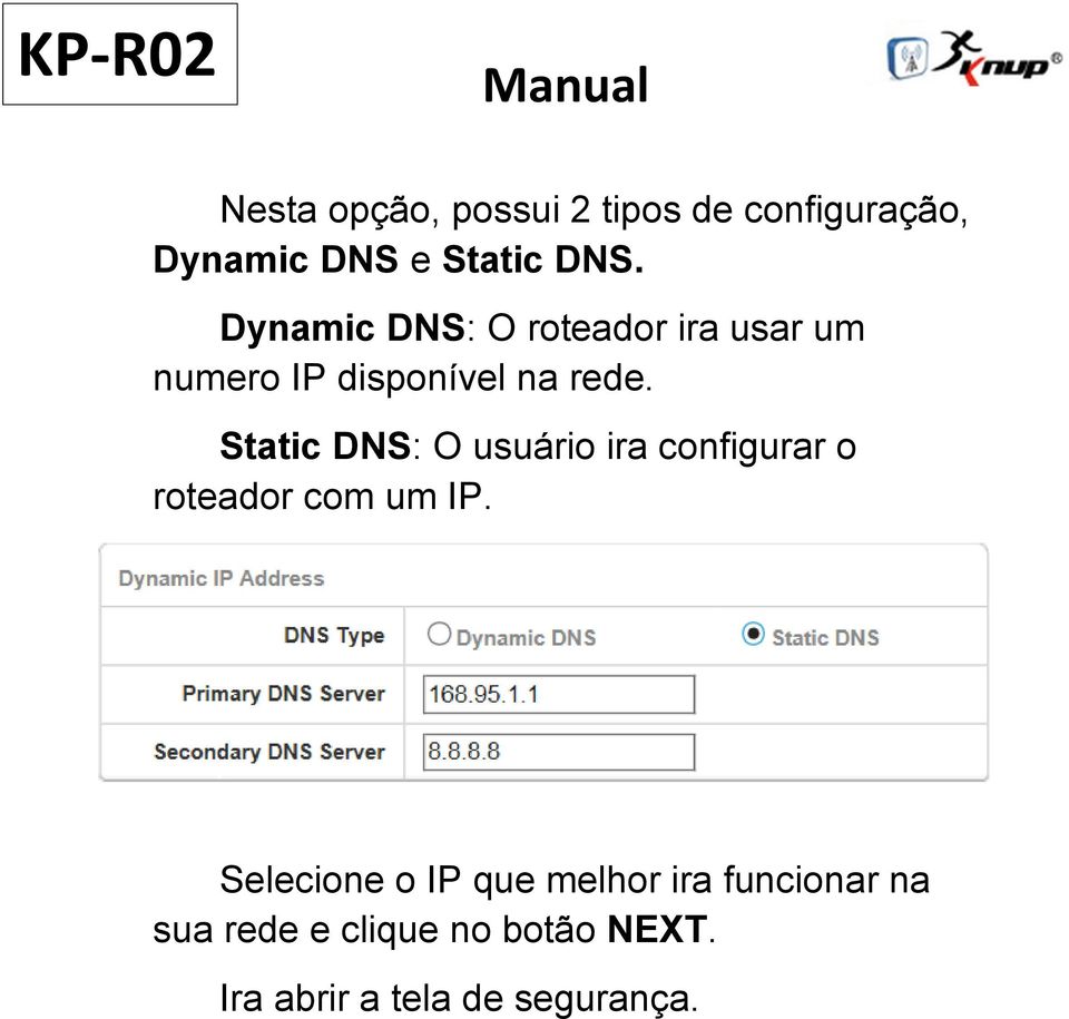 Static DNS: O usuário ira configurar o roteador com um IP.