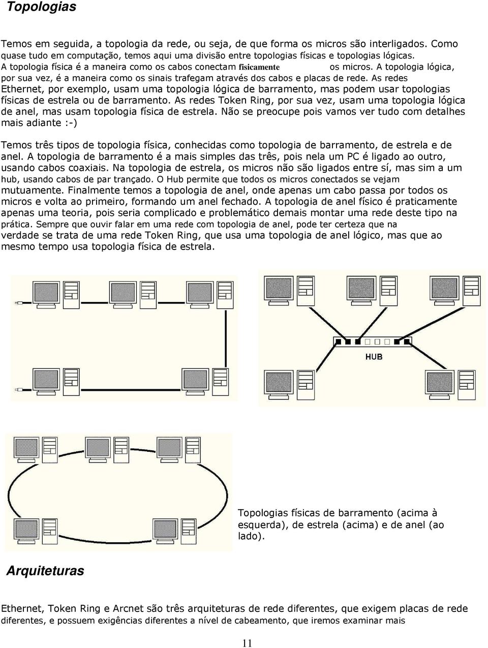 As redes Ethernet, por exemplo, usam uma topologia lógica de barramento, mas podem usar topologias físicas de estrela ou de barramento.