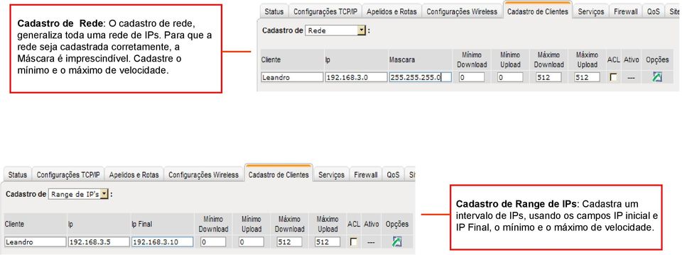 Cadastre o mínimo e o máximo de velocidade.