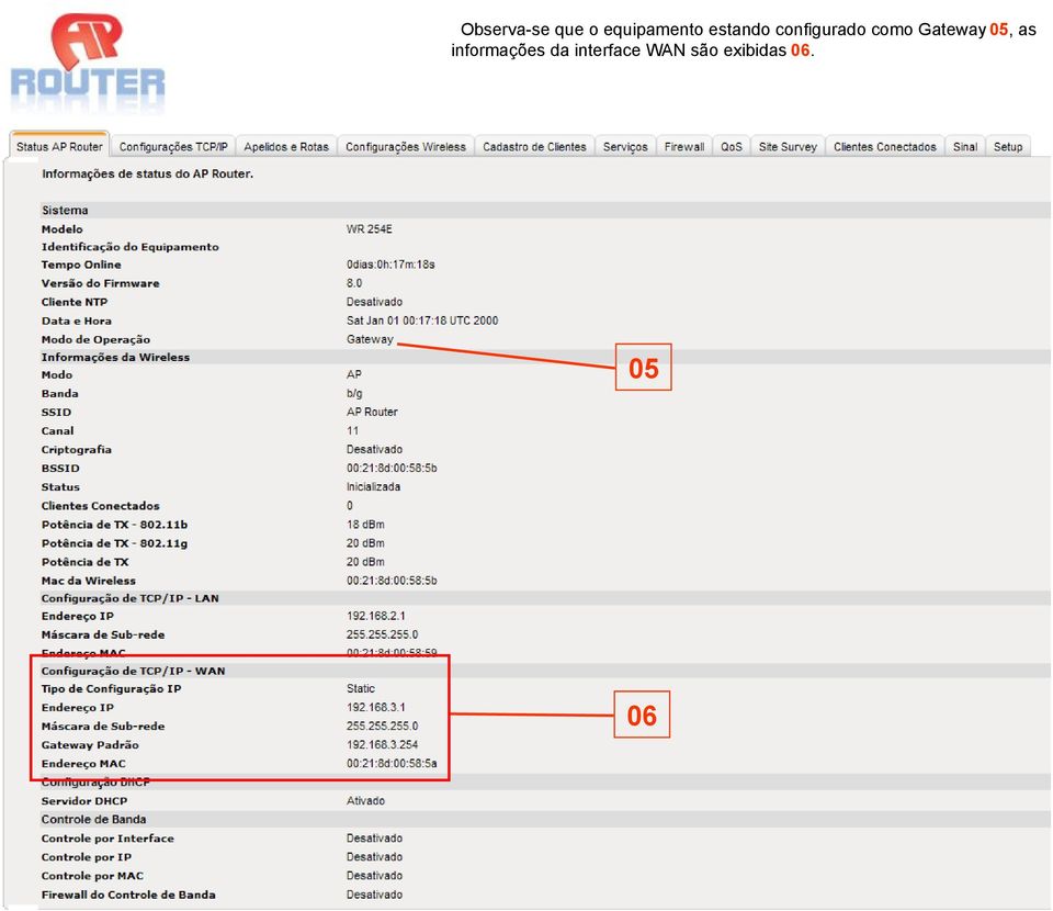 Gateway 05, as informações da