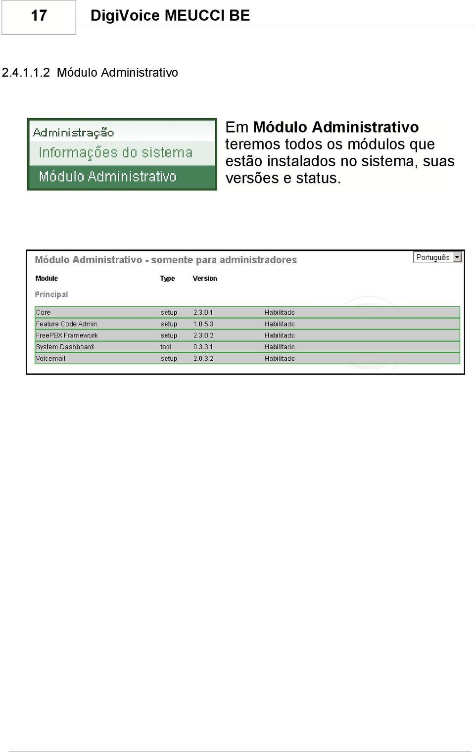 teremos todos os módulos que estão