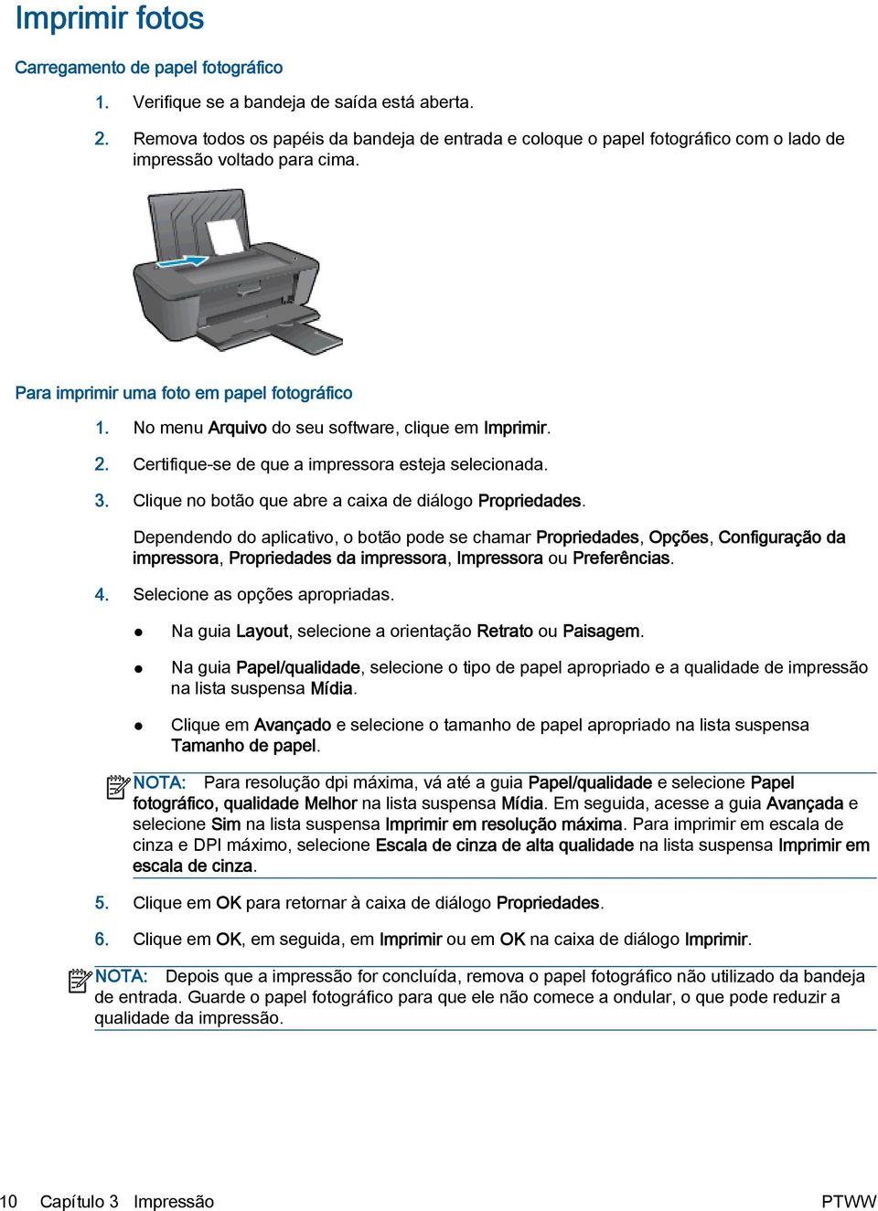 No menu Arquivo do seu software, clique em Imprimir. 2. Certifique-se de que a impressora esteja selecionada. 3. Clique no botão que abre a caixa de diálogo Propriedades.