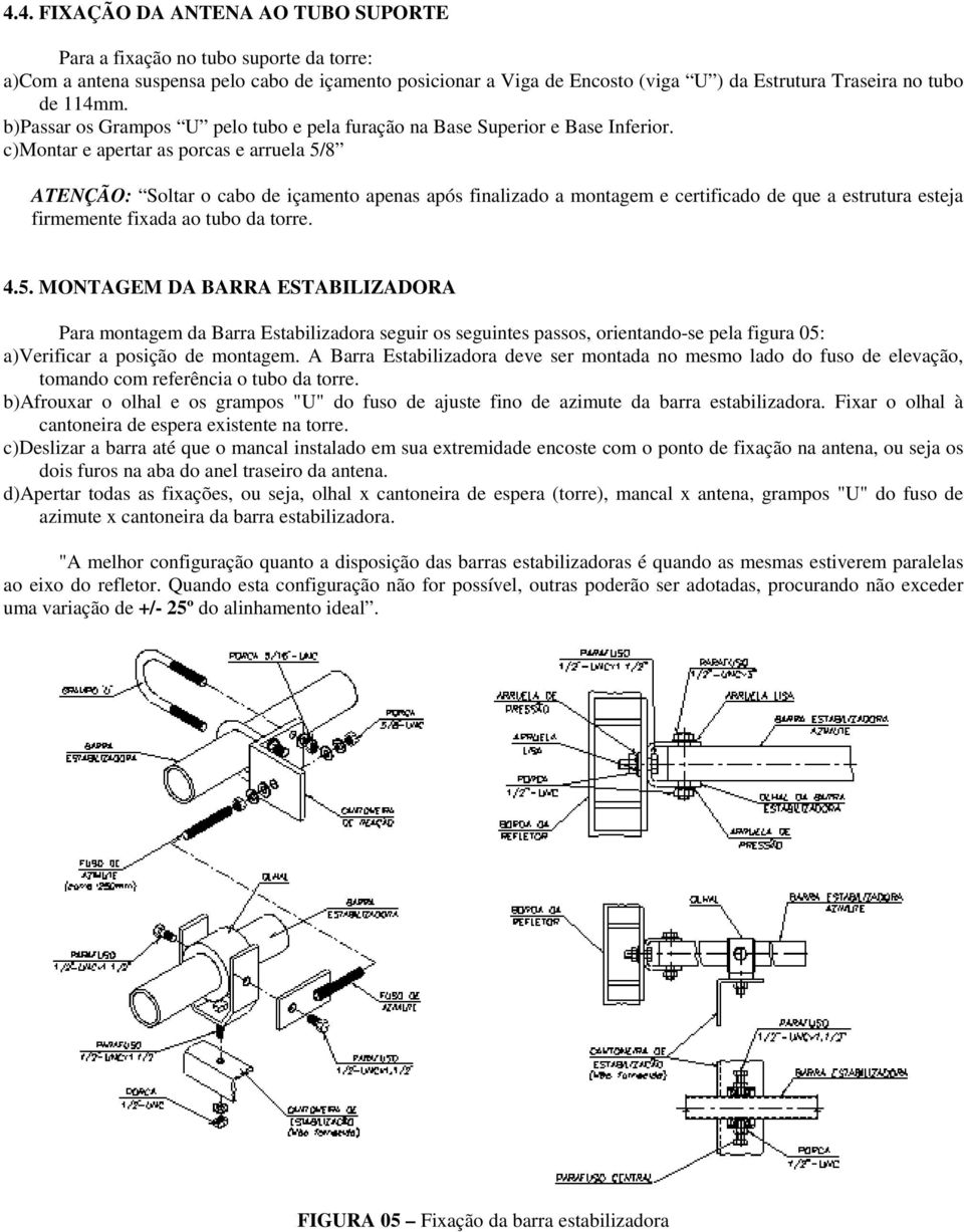 c)montar e apertar as porcas e arruela 5/