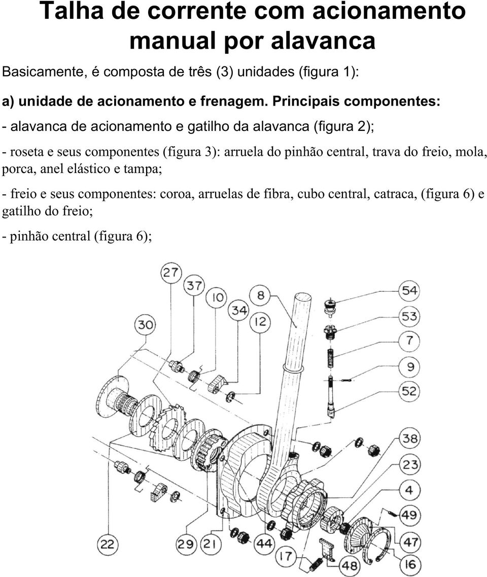 Principais componentes: - alavanca de acionamento e gatilho da alavanca (figura 2); - roseta e seus componentes (figura