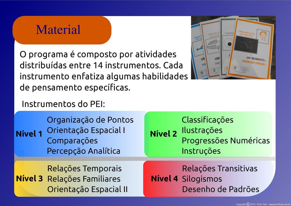 Instrumentos do PEI: Organização de Pontos Nível 1 Orientação Espaial I Comparações Perepção Analítia