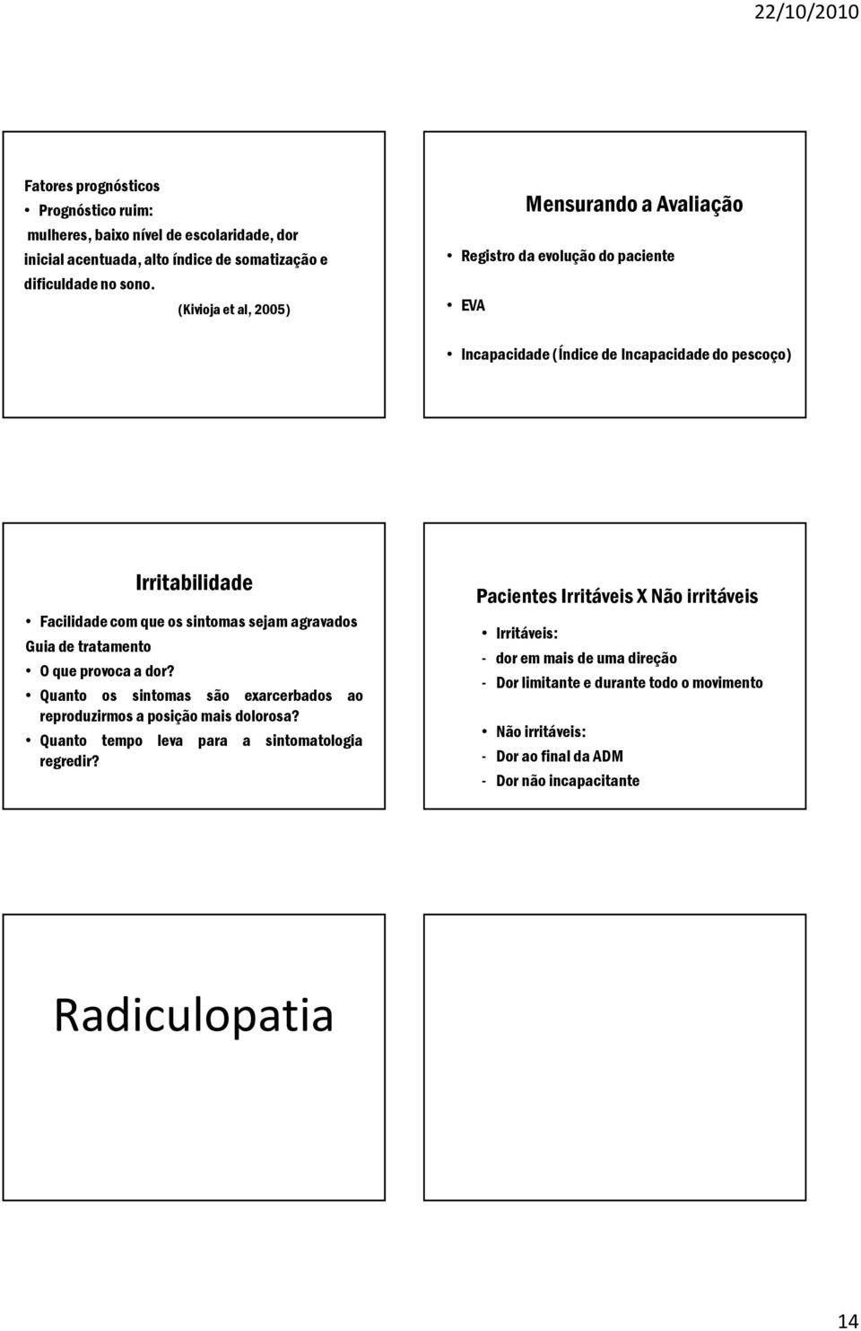 sejam agravados Guia de tratamento O que provoca a dor? Quanto os sintomas são exarcerbados ao reproduzirmos a posição mais dolorosa?