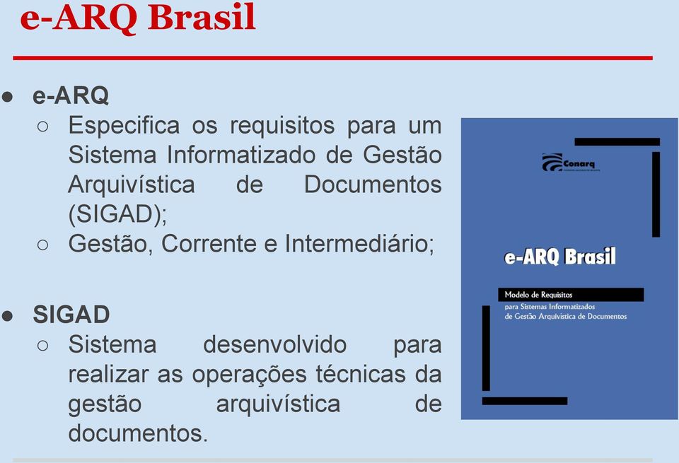 Gestão, Corrente e Intermediário; SIGAD Sistema desenvolvido