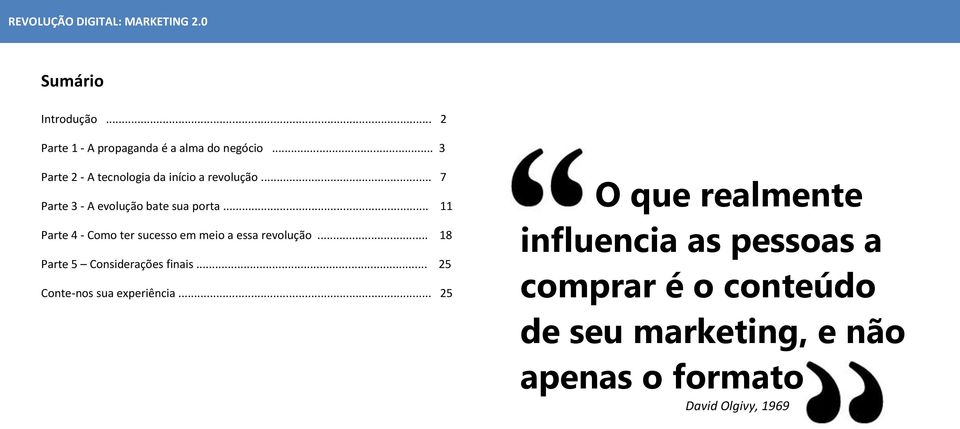 .. 11 Parte 4 - Como ter sucesso em meio a essa revolução... 18 Parte 5 Considerações finais.