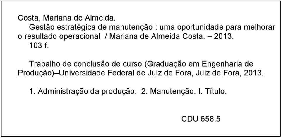 operacional / Mariana de Almeida Costa. 2013. 103 f.