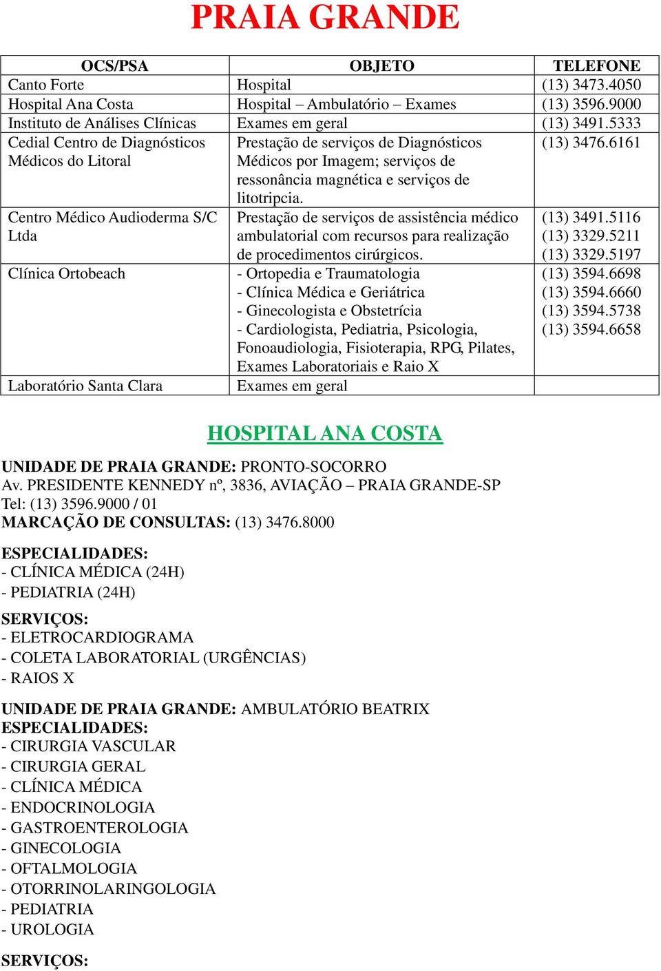 ressonância magnética e serviços de litotripcia. Prestação de serviços de assistência médico ambulatorial com recursos para realização de procedimentos cirúrgicos.