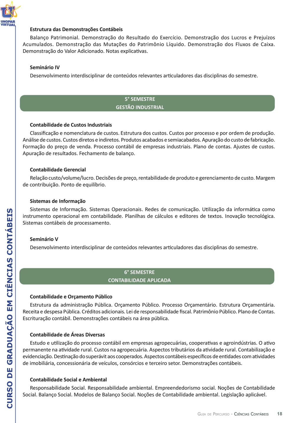 5 SEMESTRE GESTÃO INDUSTRIAL Contabilidade de Custos Industriais Classificação e nomenclatura de custos. Estrutura dos custos. Custos por processo e por ordem de produção. Análise de custos.