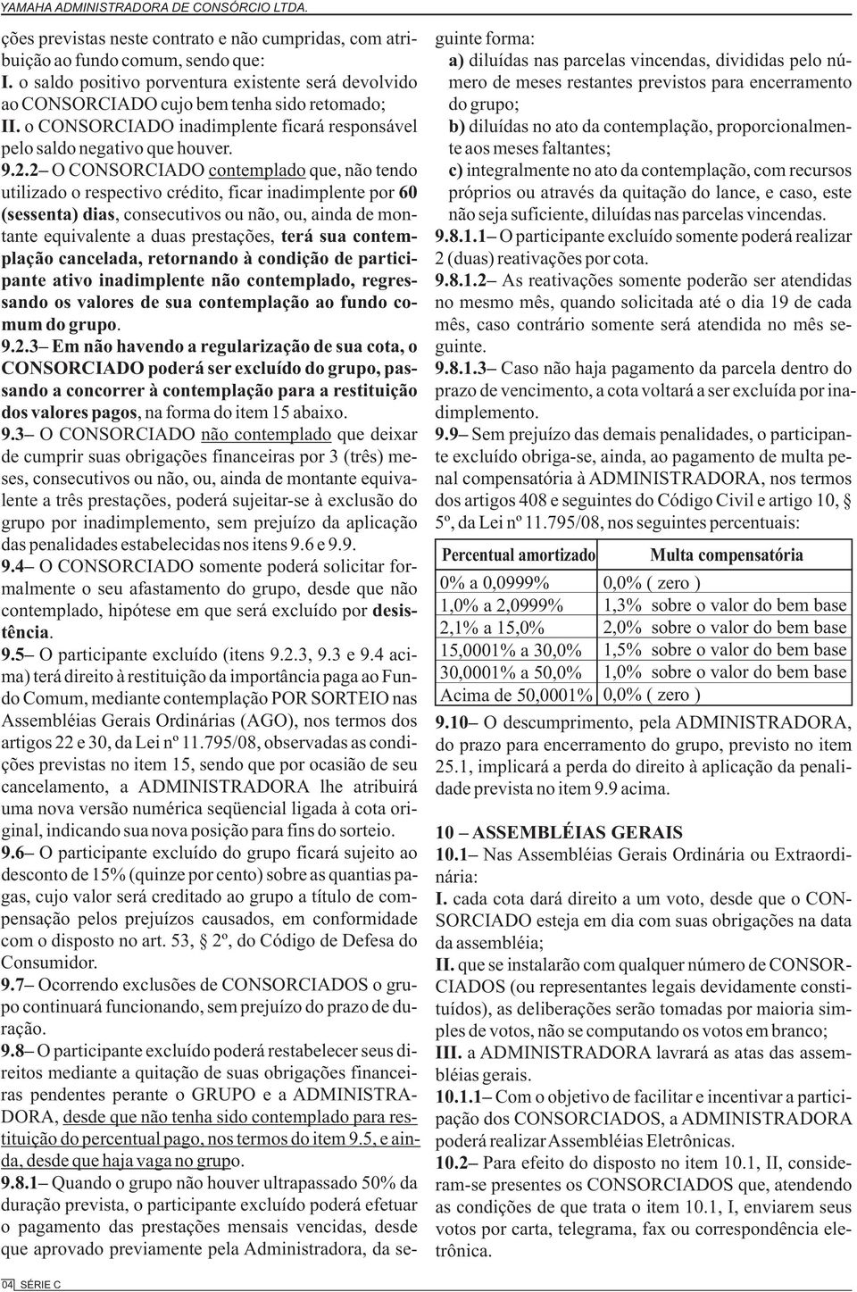 2 O CONSORCIADO contemplado que, não tendo utilizado o respectivo crédito, ficar inadimplente por 60 (sessenta) dias, consecutivos ou não, ou, ainda de montante equivalente a duas prestações, terá