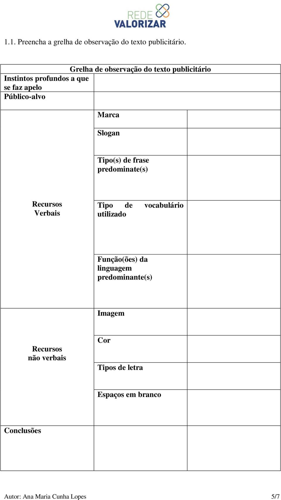 Marca Slogan Tipo(s) de frase predominate(s) Recursos Verbais Tipo de vocabulário utilizado