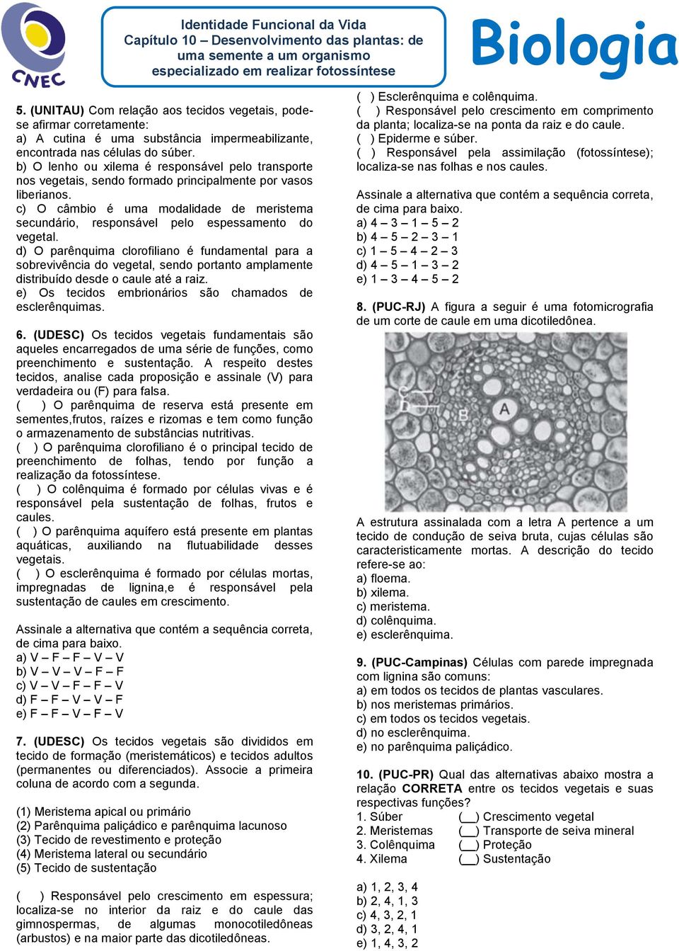 c) O câmbio é uma modalidade de meristema secundário, responsável pelo espessamento do vegetal.