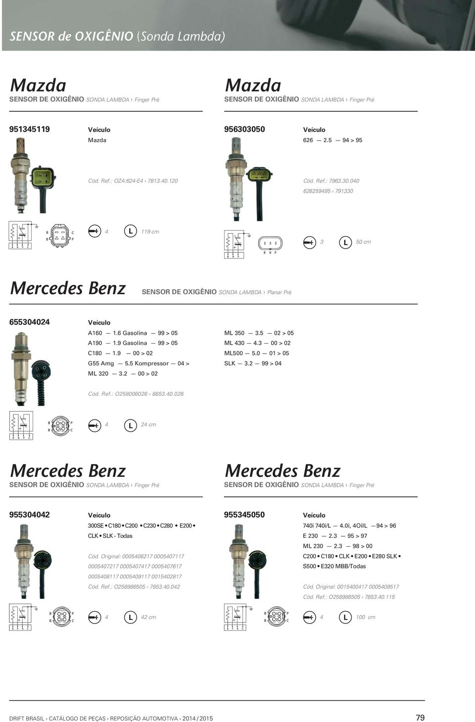 : O258006026 8853.40.026 4 24 cm Mercedes Benz Mercedes Benz 955304042 955345050 300SE C180 C200 C230 C280 E200 740i 740i/L 4.0i, 4OilL 94 > 96 CLK SLK - Todas E 230 2.3 95 > 97 ML 230 2.