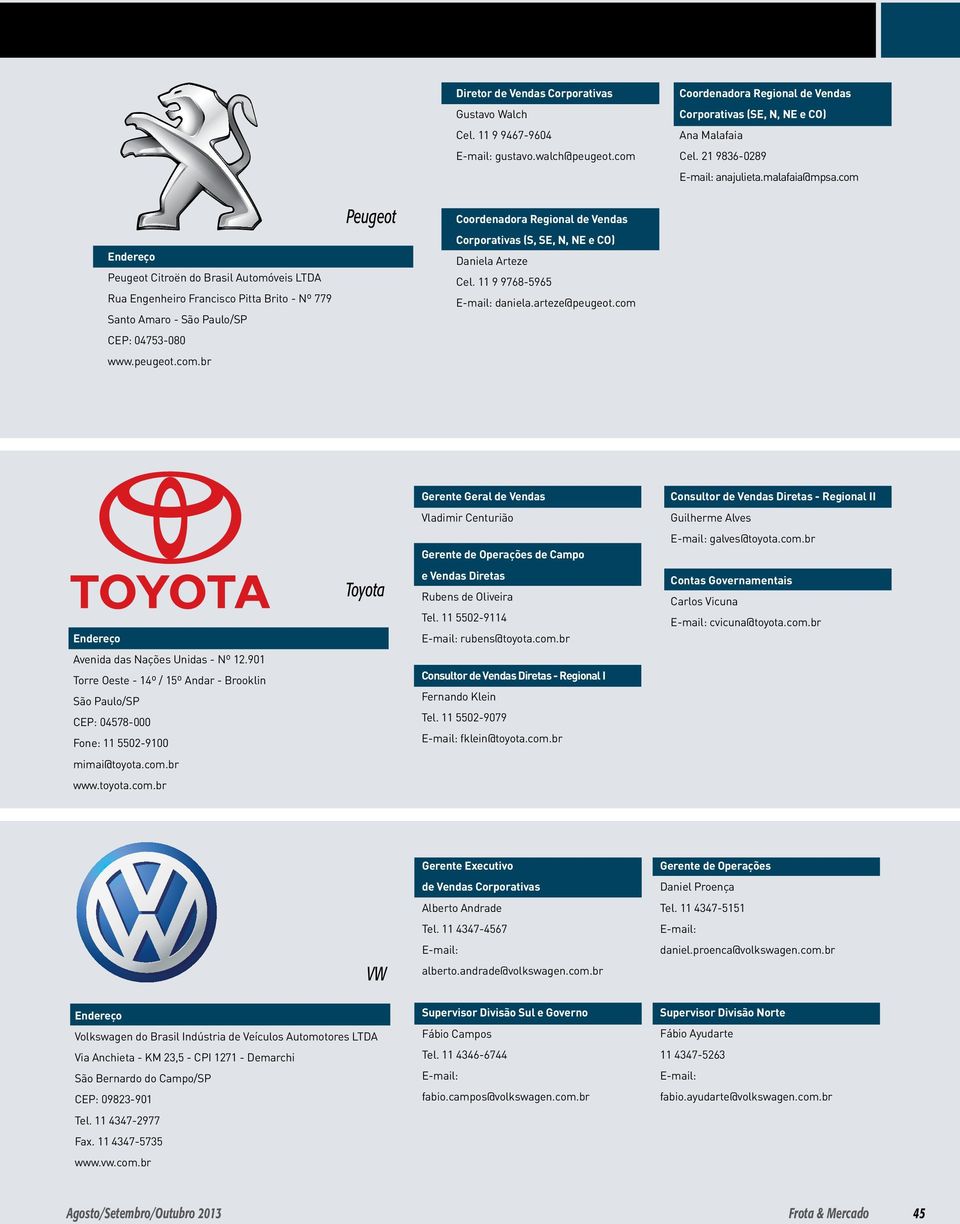 com Peugeot Coordenadora Regional de Vendas Peugeot Citroën do Brasil Automóveis LTDA Rua Engenheiro Francisco Pitta Brito - Nº 779 Santo Amaro - Corporativas (S, SE, N, NE e CO) Daniela Arteze Cel.
