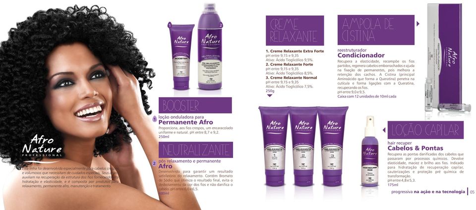 1 BOOSTER loção onduladora para Permanente Afro Proporciona, aos fios crespos, um encaracolado uniforme e natural. ph entre 8,7 e 9,2.