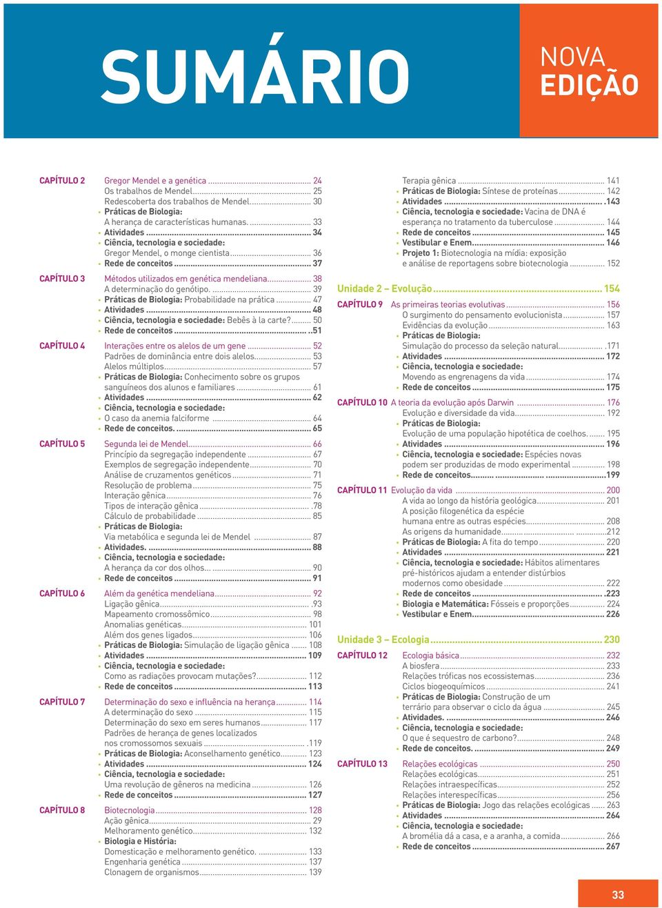 .. 47 Atividades... 48 Bebês à la carte?... 50 Rede de conceitos.....51 CAPÍTULO 4 Interações entre os alelos de um gene... 52 Padrões de dominância entre dois alelos... 53 Alelos múltiplos.