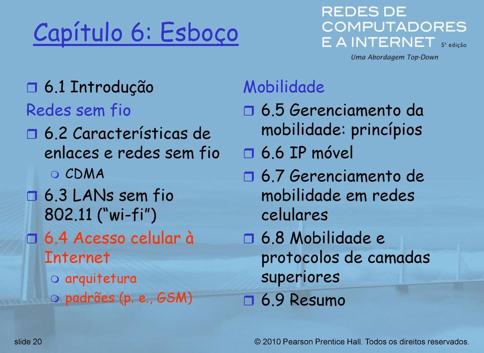 4 Acesso celular à Internet arquitetura padrões (p. e., GSM) Mobilidade 6.