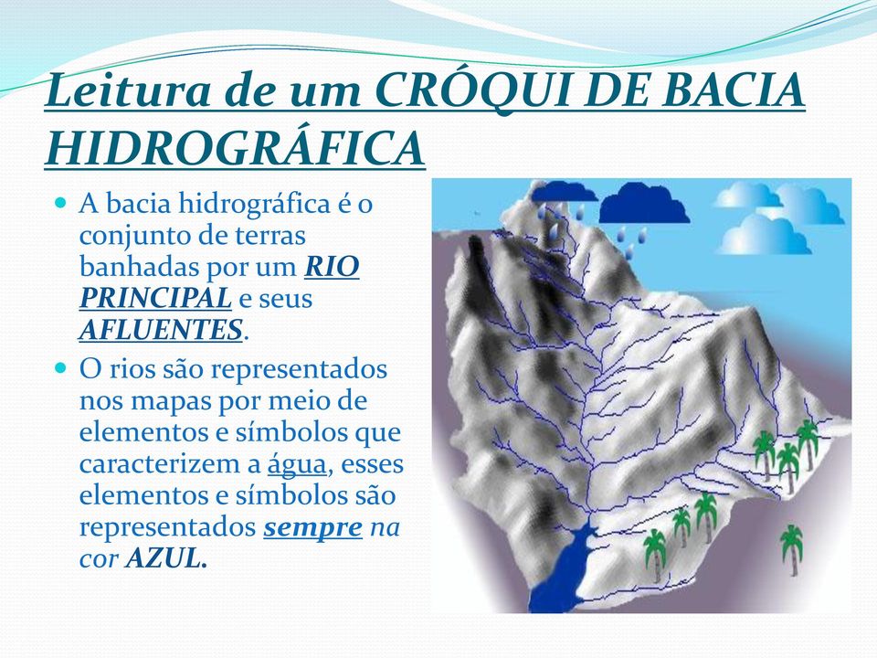 O rios são representados nos mapas por meio de elementos e símbolos que