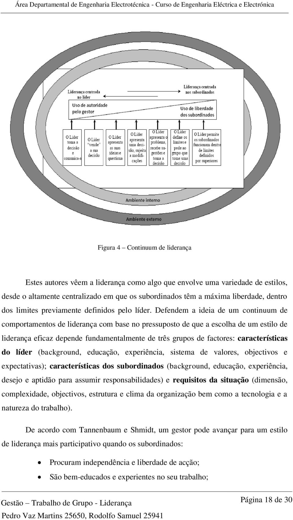 Defendem a ideia de um continuum de comportamentos de liderança com base no pressuposto de que a escolha de um estilo de liderança eficaz depende fundamentalmente de três grupos de factores: