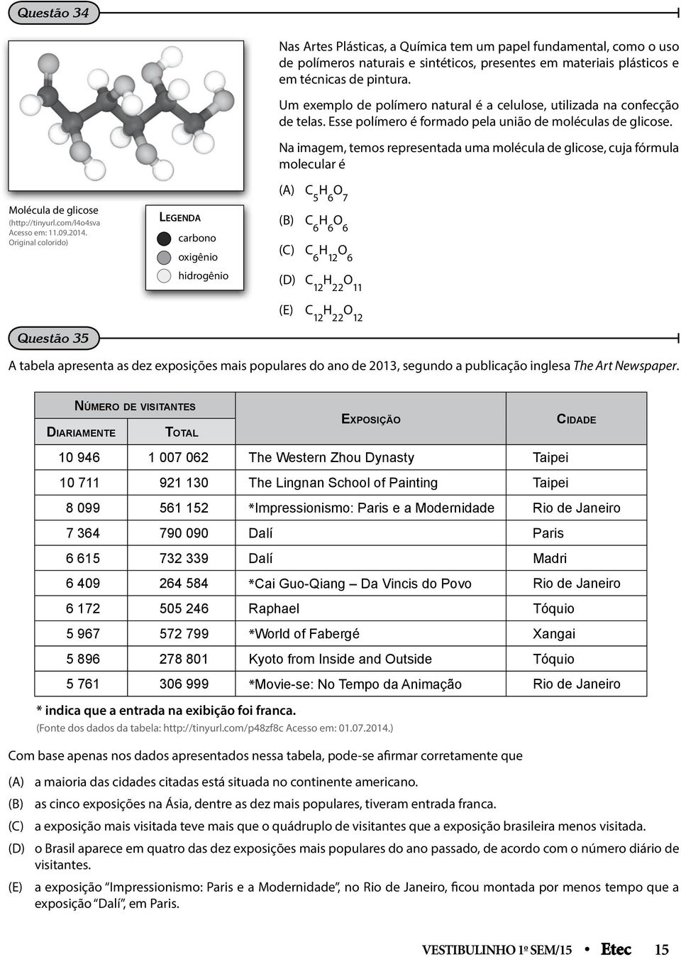 Na imagem, temos representada uma molécula de glicose, cuja fórmula molecular é Molécula de glicose (http://tinyurl.com/l4o4sva cesso em: 11.09.2014.