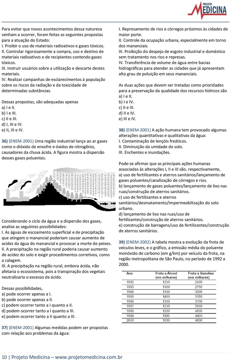 Realizar campanhas de esclarecimentos à população sobre os riscos da radiação e da toxicidade de determinadas substâncias. Dessas propostas, são adequadas apenas a) I e II. b) I e III. c) II e III.