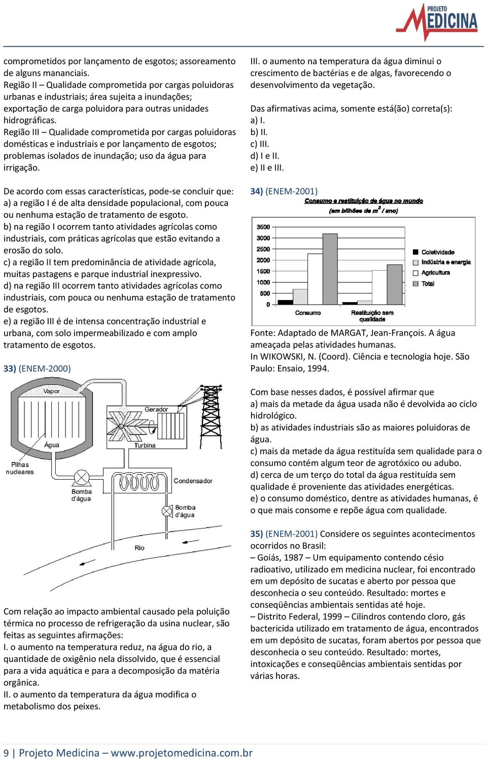 Região III Qualidade comprometida por cargas poluidoras domésticas e industriais e por lançamento de esgotos; problemas isolados de inundação; uso da água para irrigação.