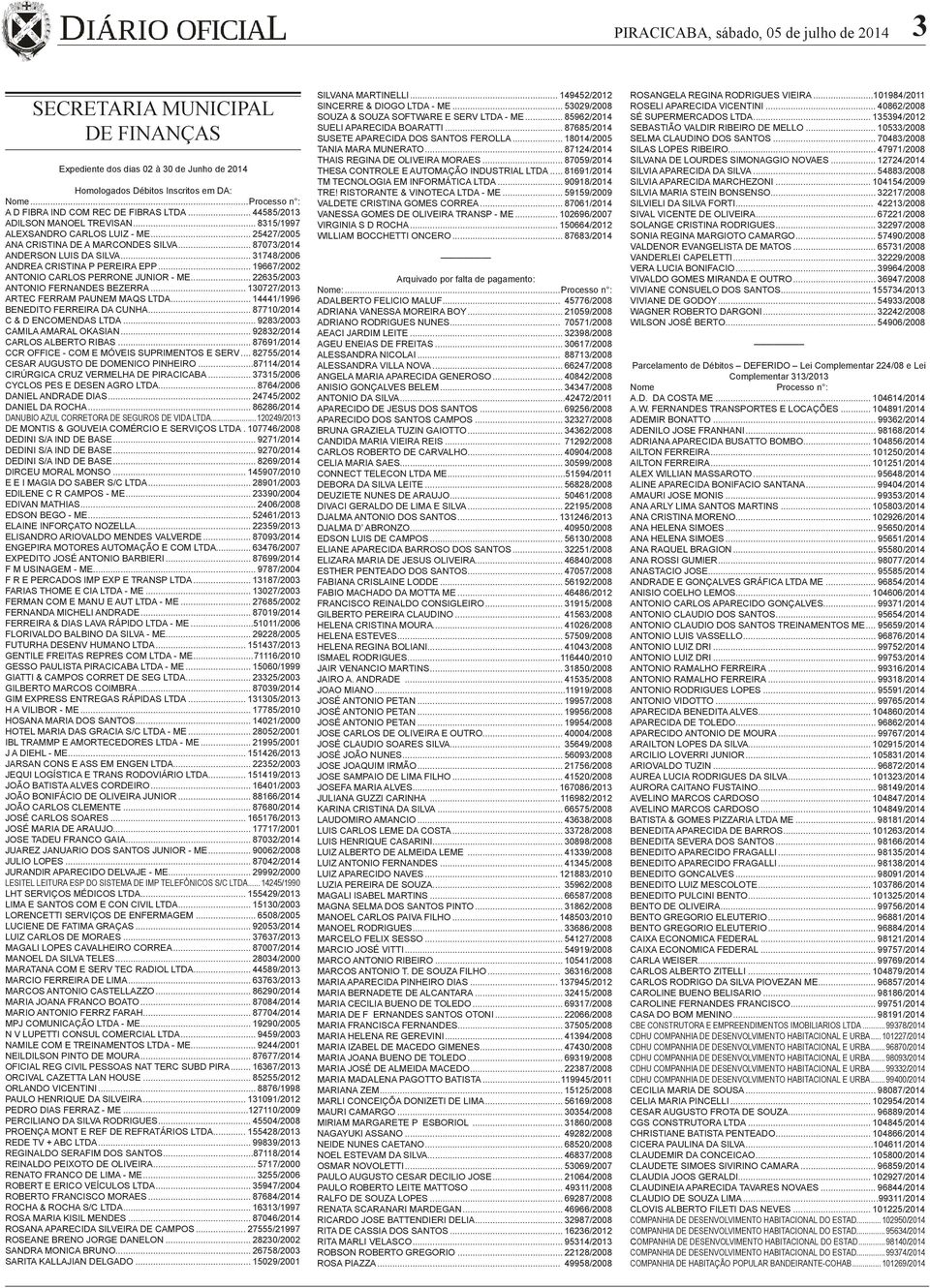 .. 87073/2014 ANDERSON LUIS DA SILVA... 31748/2006 ANDREA CRISTINA P PEREIRA EPP... 19667/2002 ANTONIO CARLOS PERRONE JUNIOR - ME... 22635/2003 ANTONIO FERNANDES BEZERRA.