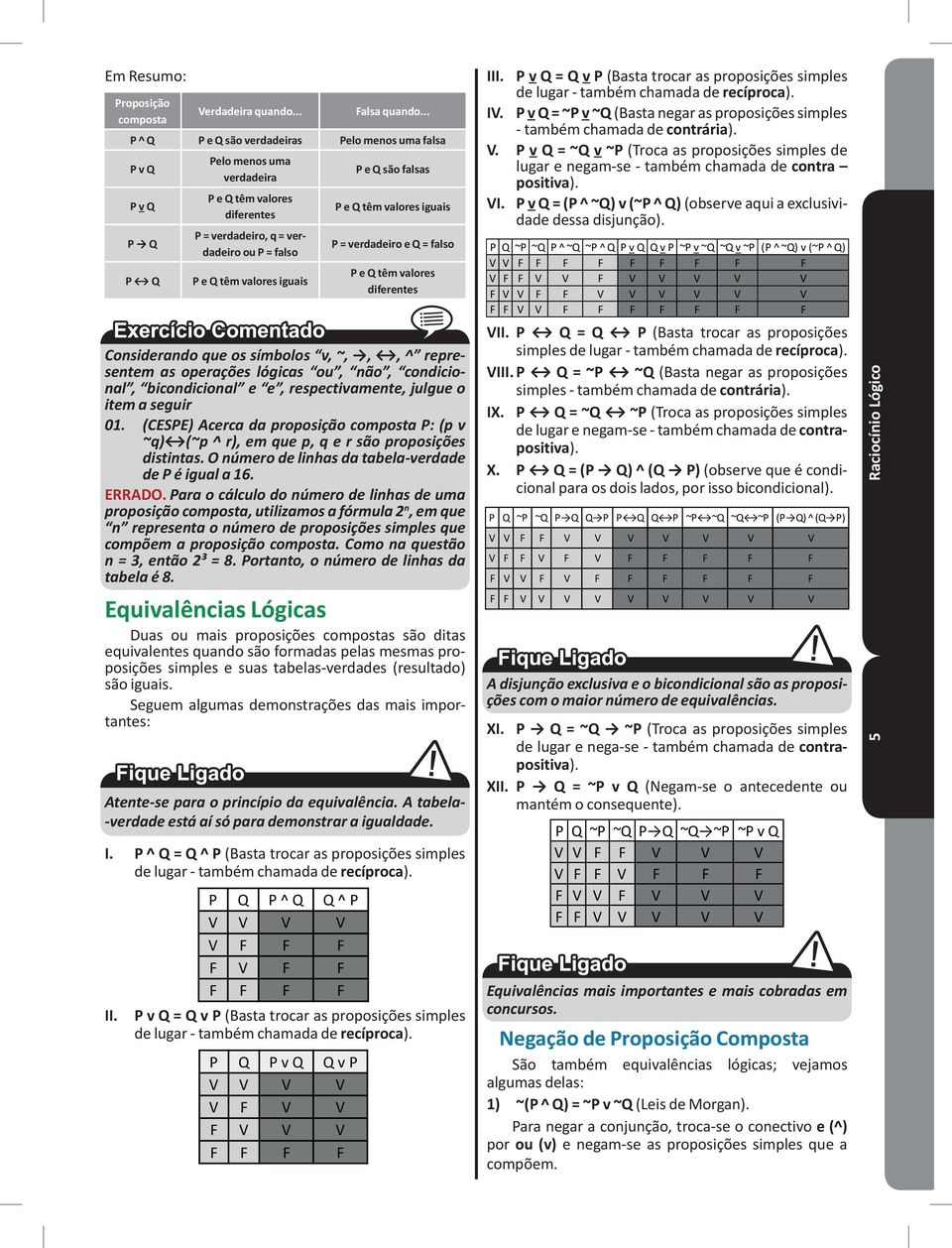 ^ representem as operações lógicas ou, não, condicional, bicondicional e e, respectivamente, julgue o item a seguir 01.