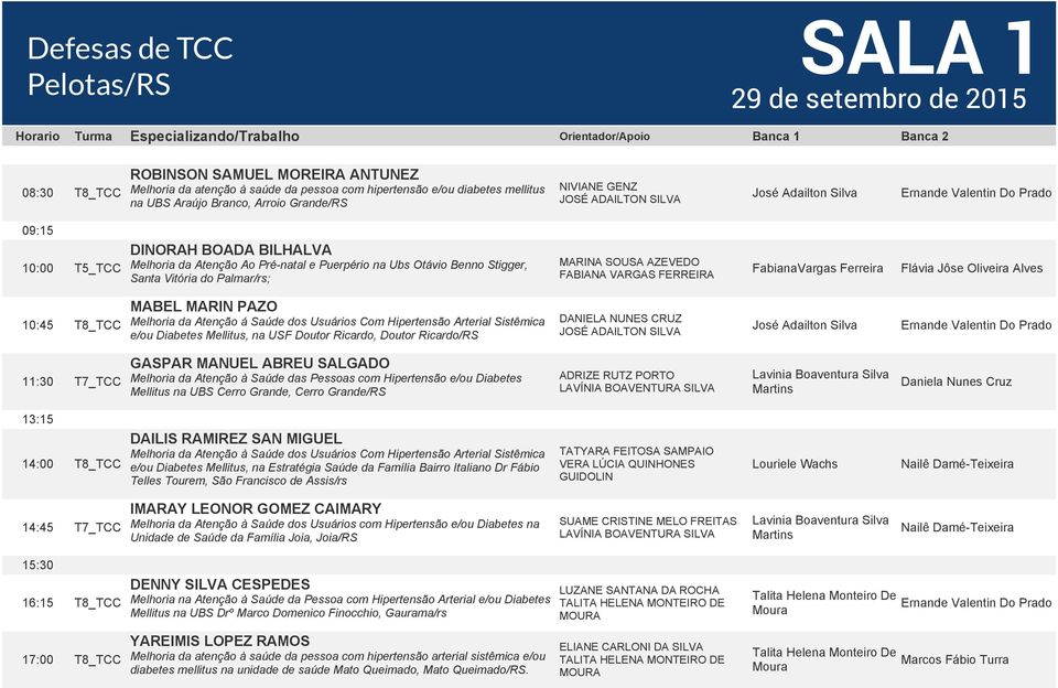 Oliveira Alves 10:45 T8_TCC MABEL MARIN PAZO Melhoria da Atenção á Saúde dos Usuários Com Hipertensão Arterial Sistêmica e/ou Diabetes Mellitus, na USF Doutor Ricardo, Doutor Ricardo/RS DANIELA NUNES