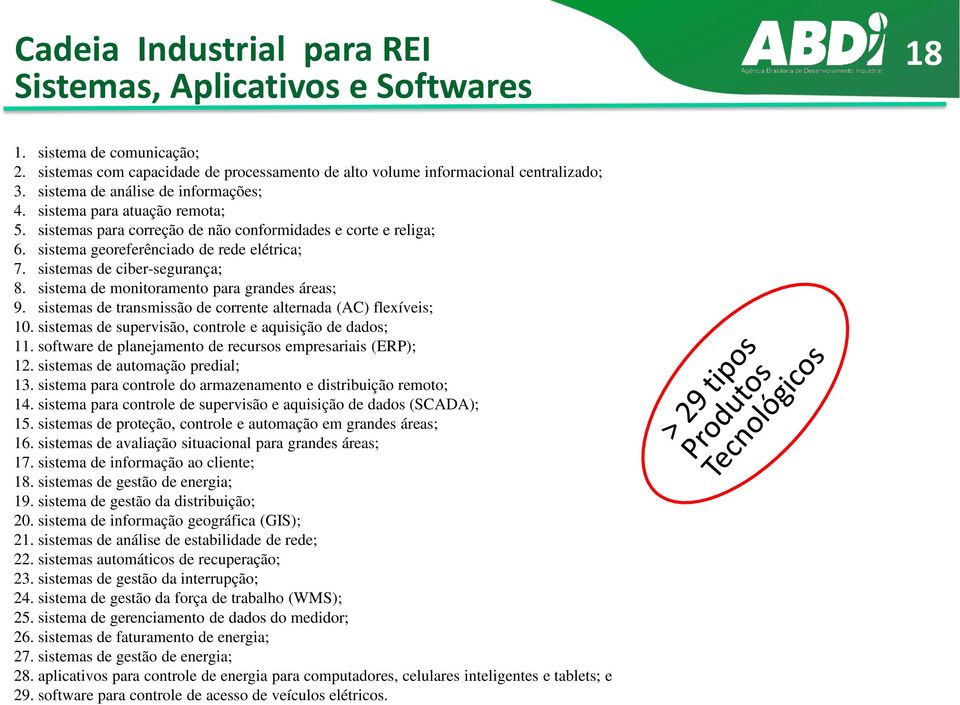 sistemas de ciber-segurança; 8. sistema de monitoramento para grandes áreas; 9. sistemas de transmissão de corrente alternada (AC) flexíveis; 10.