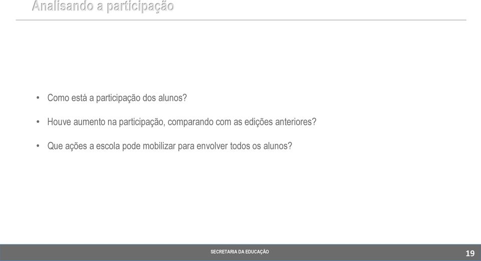 Houve aumento na participação, comparando com as