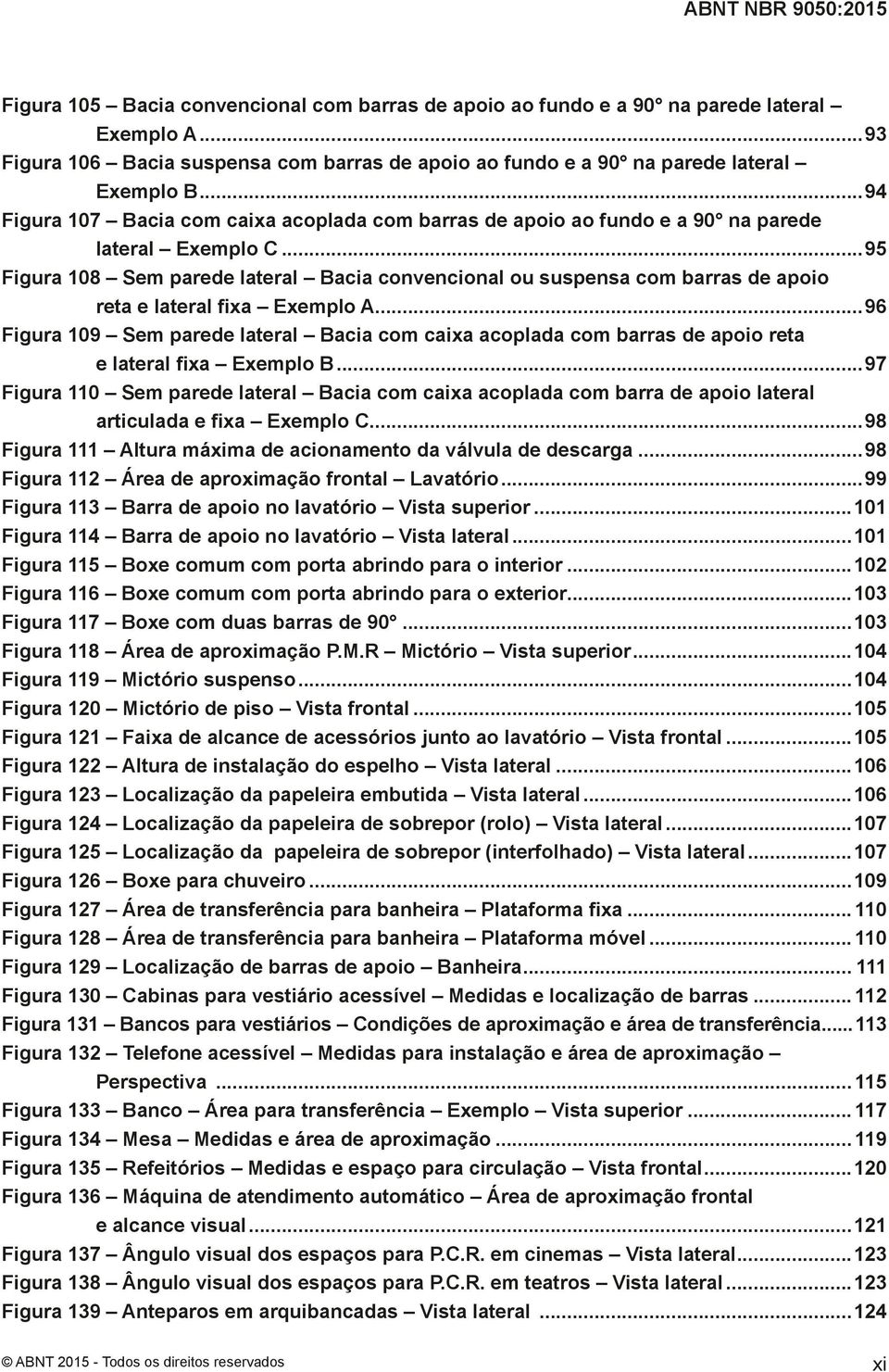 ..95 Figura 108 Sem parede lateral Bacia convencional ou suspensa com barras de apoio reta e lateral fixa Exemplo A.