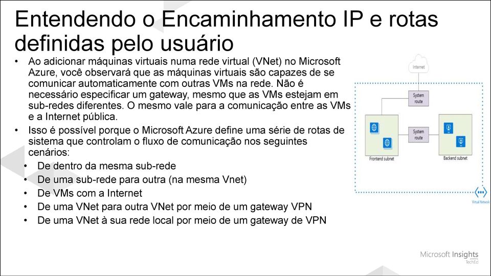 O mesmo vale para a comunicação entre as VMs e a Internet pública.