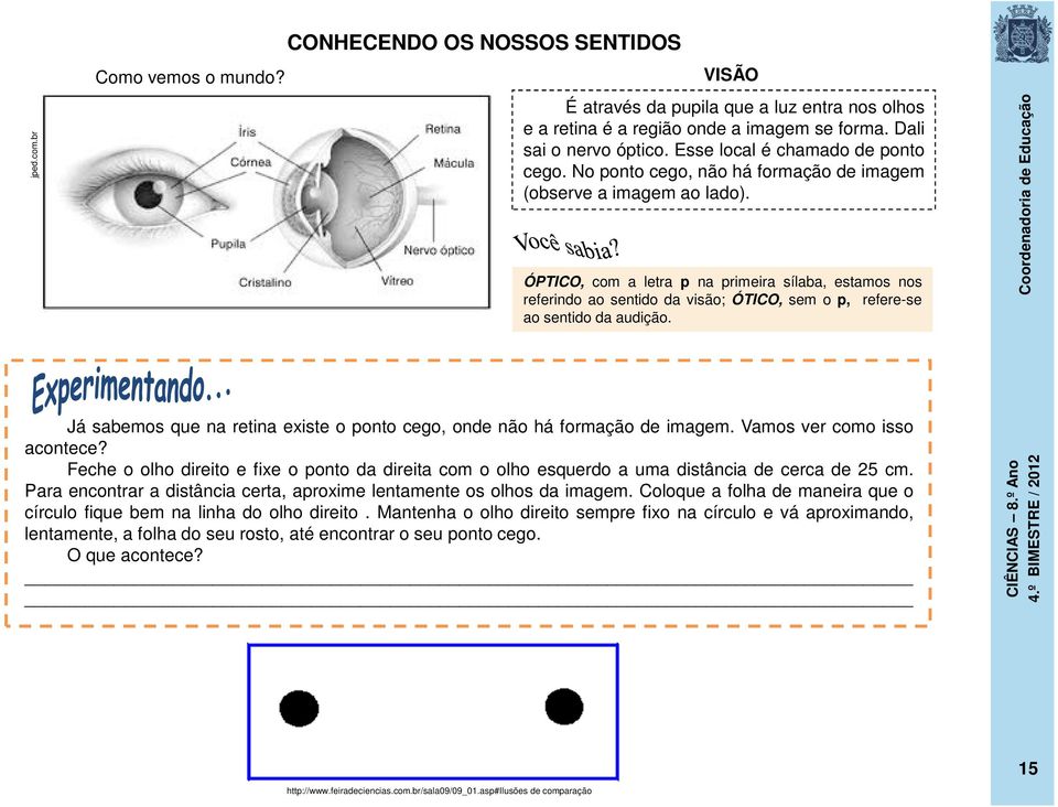 ÓPTICO, com a letra p na primeira sílaba, estamos nos referindo ao sentido da visão; ÓTICO, sem o p, refere-se ao sentido da audição.