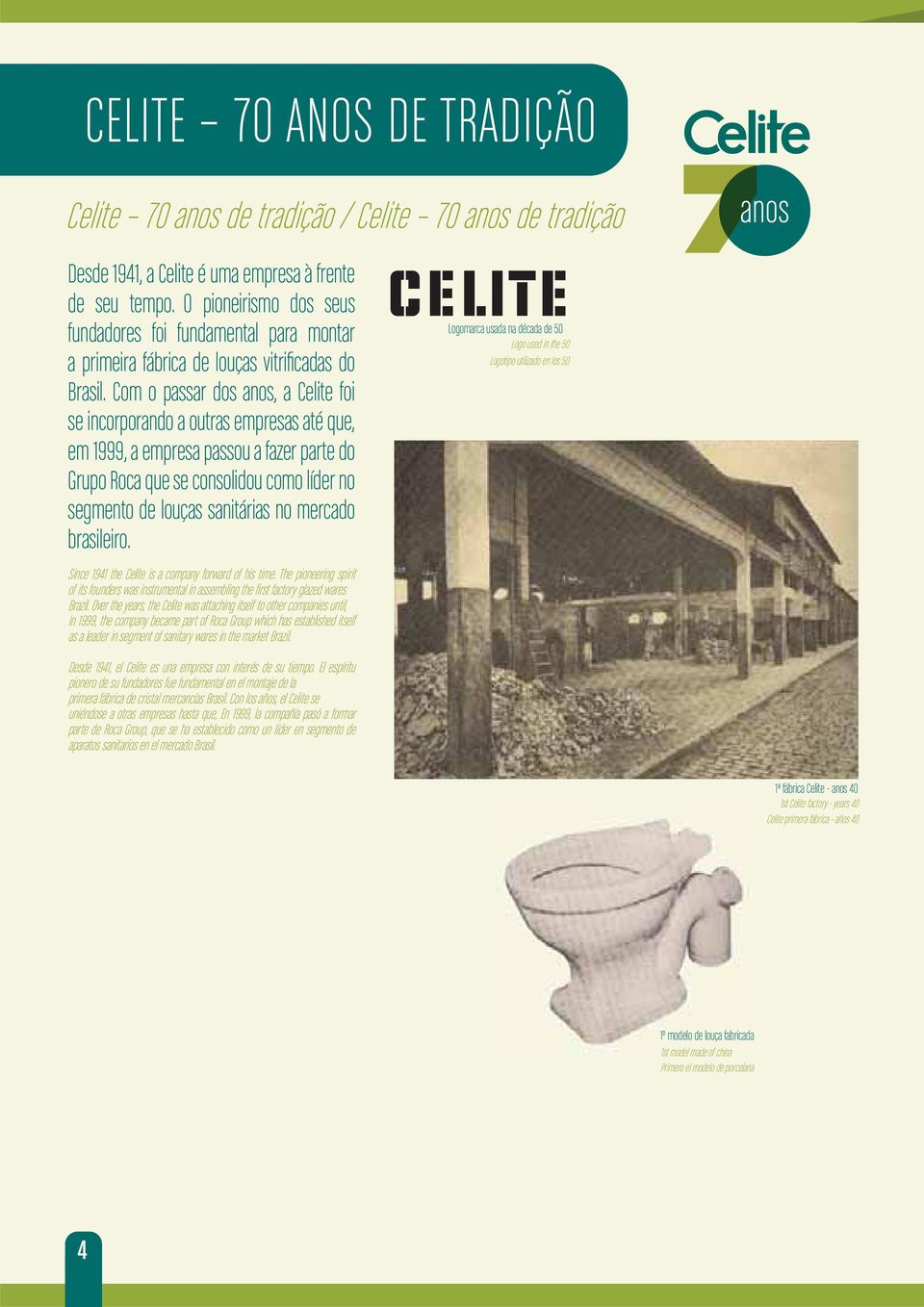 Com o passar dos anos, a Celite foi se incorporando a outras empresas até que, em 1999, a empresa passou a fazer parte do Grupo Roca que se consolidou como líder no segmento de louças sanitárias no