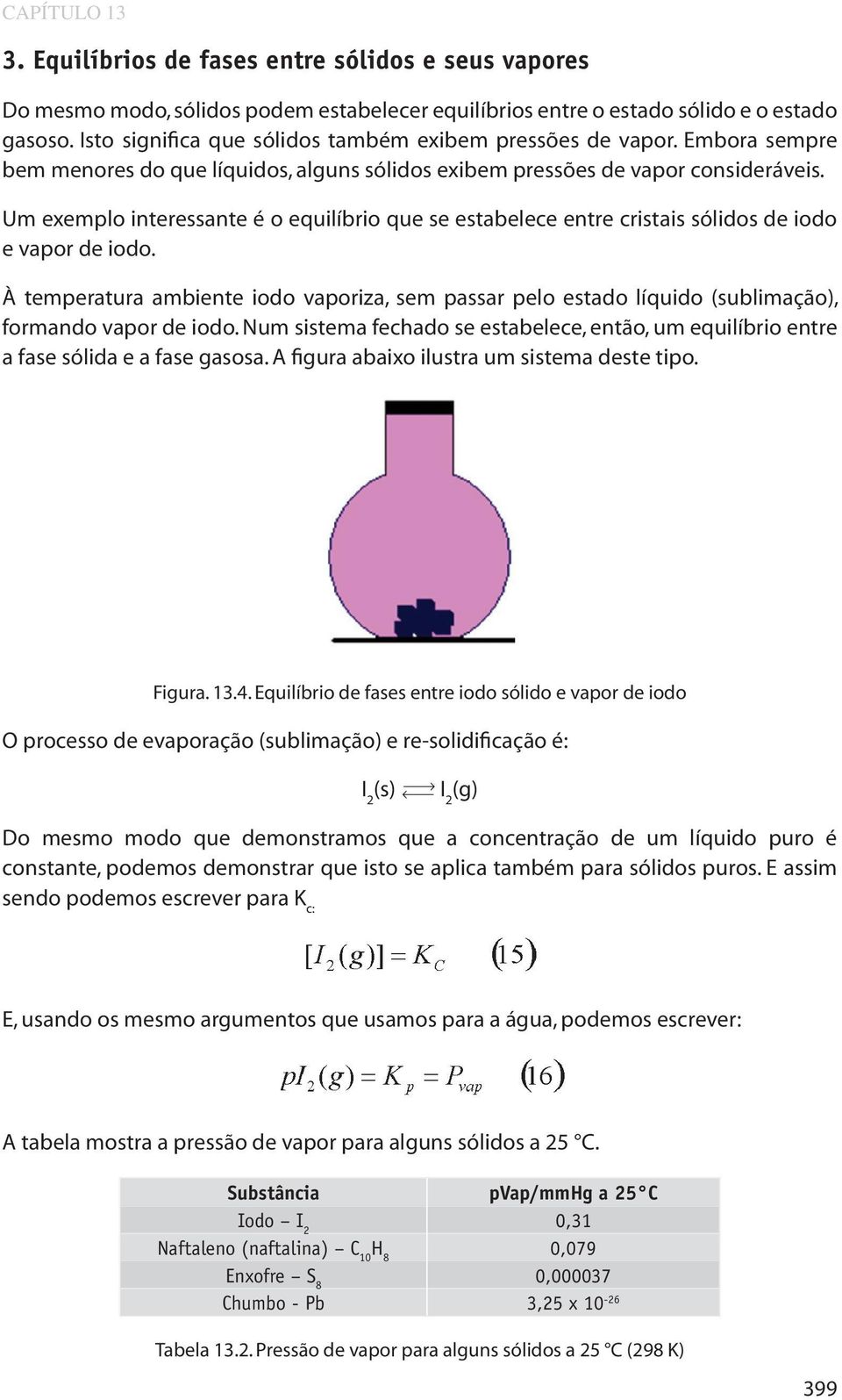 Um exemplo interessante é o equilíbrio que se estabelece entre cristais sólidos de iodo e vapor de iodo.