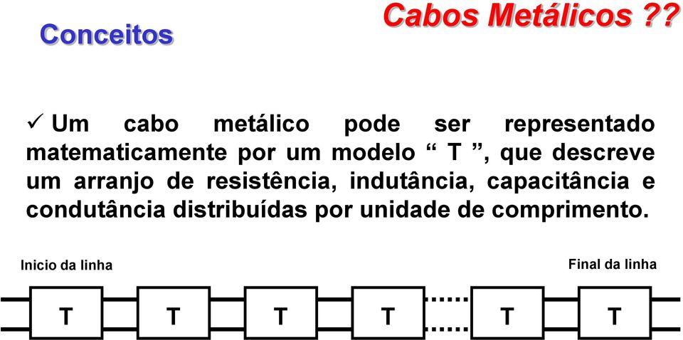 modelo T, que descreve um arranjo de resistência, indutância,