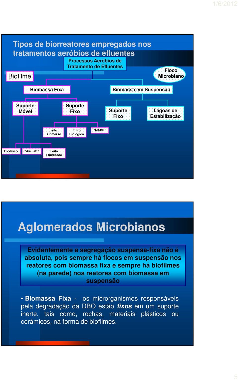 suspensa-fixa não é absoluta, Biomassapois emsempre Suspensão há flocos os em microrganismos suspensão nos responsáveis reatores com pela biomassa degradação fixa e dasempre DBO são há biofilmes