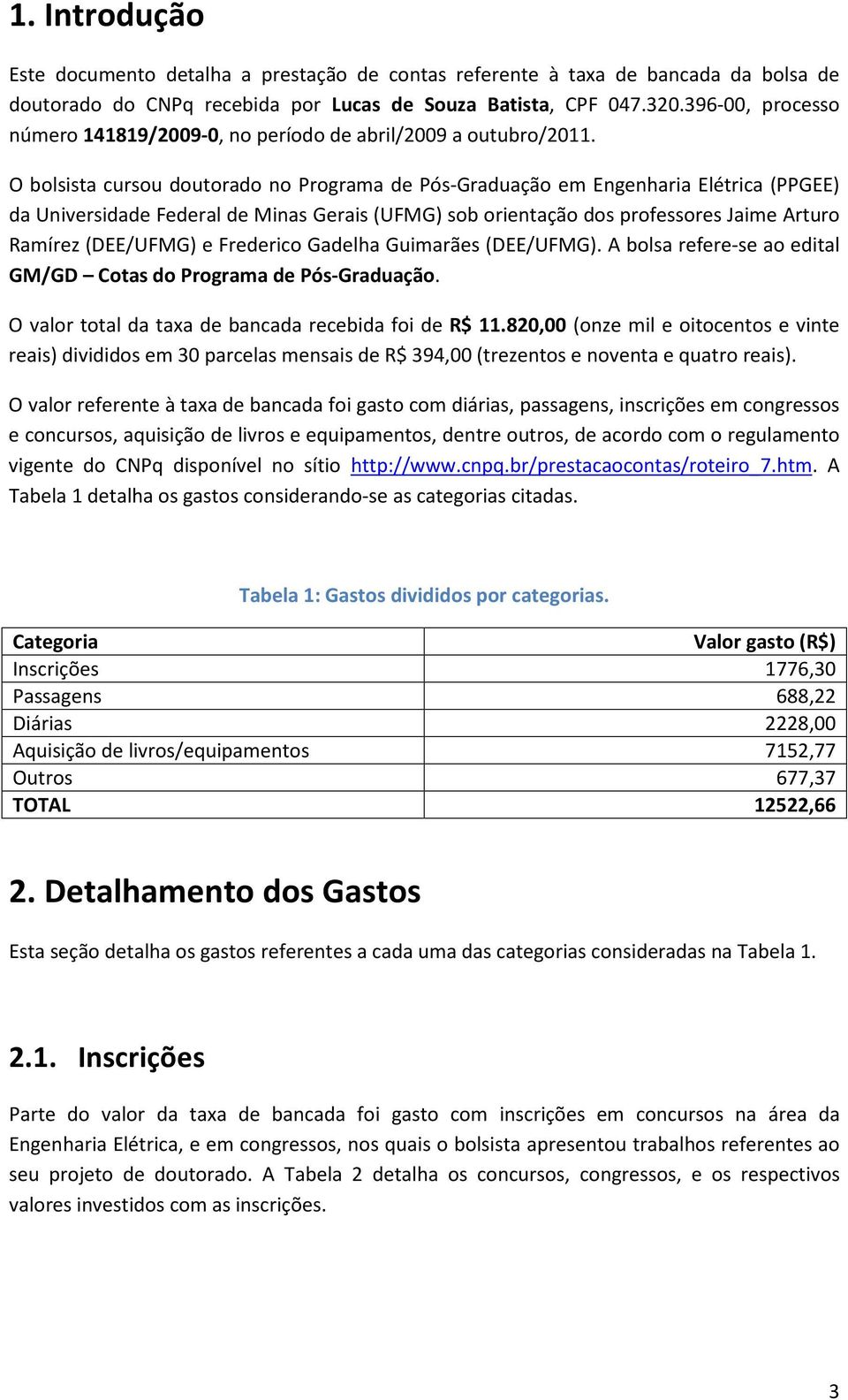 O bolsista cursou doutorado no Programa de Pós-Graduação em Engenharia Elétrica (PPGEE) da Universidade Federal de Minas Gerais (UFMG) sob orientação dos professores Jaime Arturo Ramírez (DEE/UFMG) e