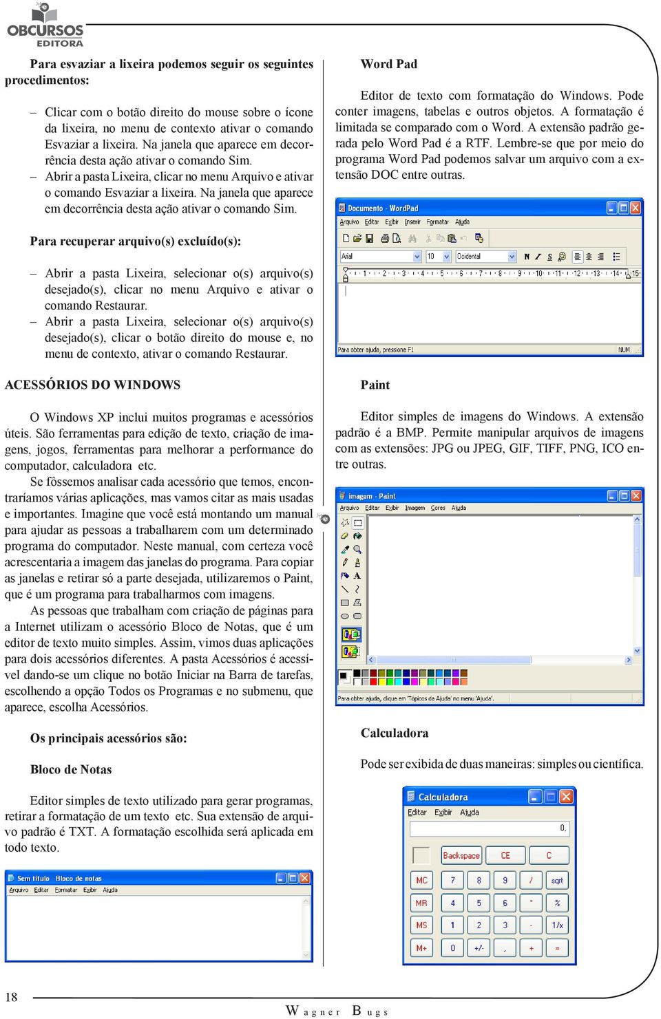 Na janela que aparece em decorrência desta ação ativar o comando Sim. Word Pad Editor de texto com formatação do Windows. Pode conter imagens, tabelas e outros objetos.