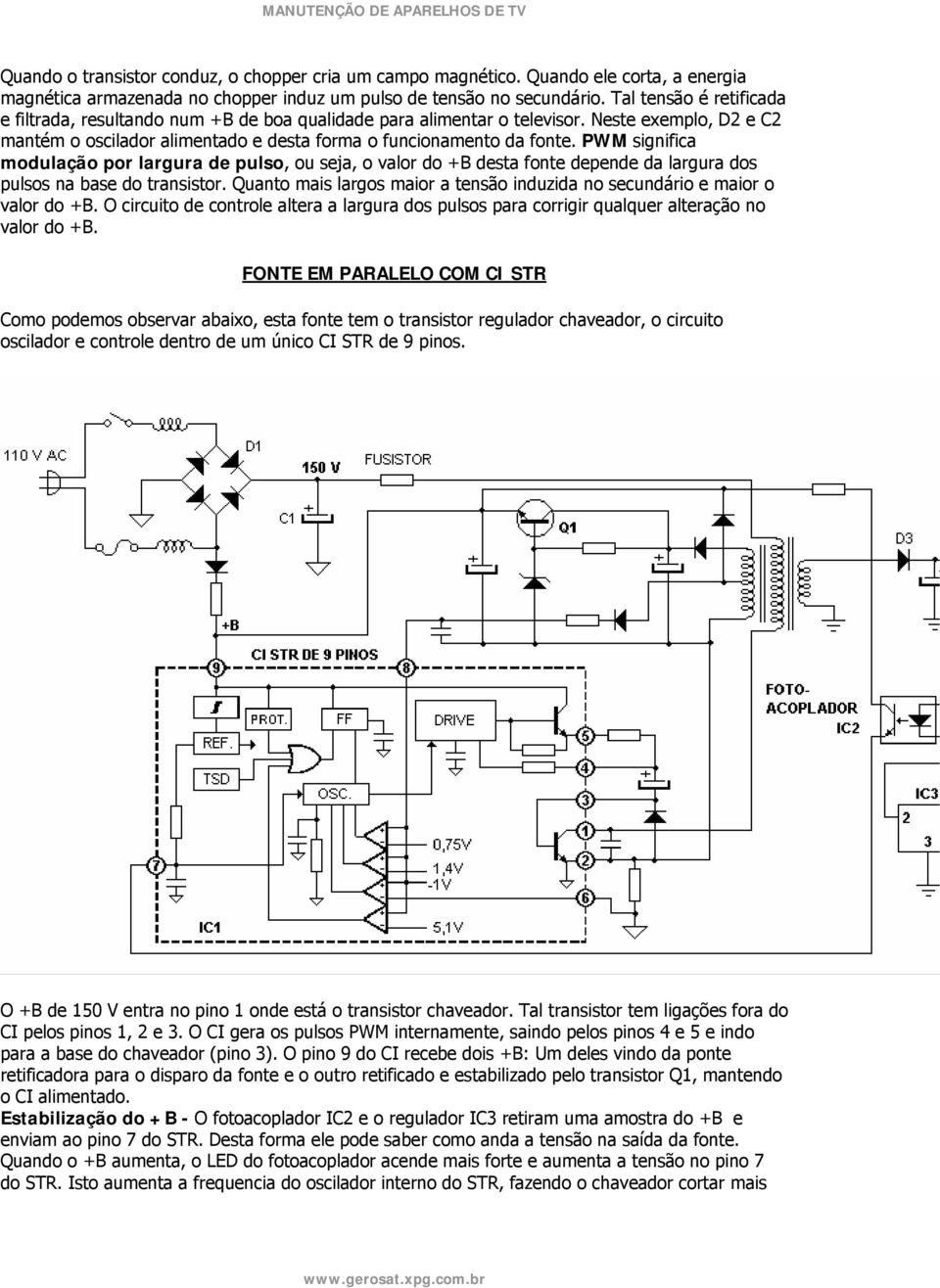 PWM significa modulação por largura de pulso, ou seja, o valor do +B desta fonte depende da largura dos pulsos na base do transistor.