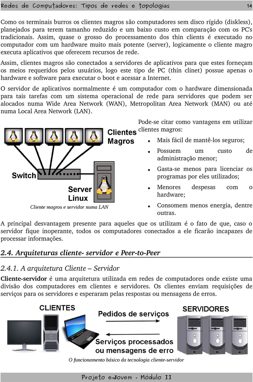 Assim, quase o grosso do processamento dos thin clients é executado no computador com um hardware muito mais potente (server), logicamente o cliente magro executa aplicativos que oferecem recursos de