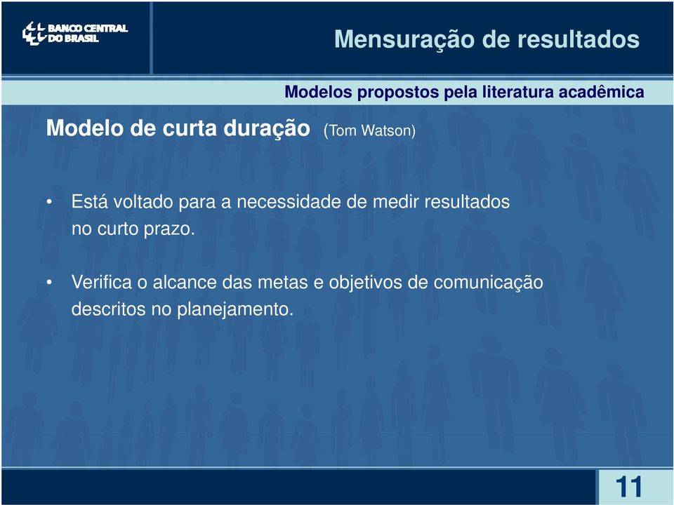 de medir resultados no curto prazo.