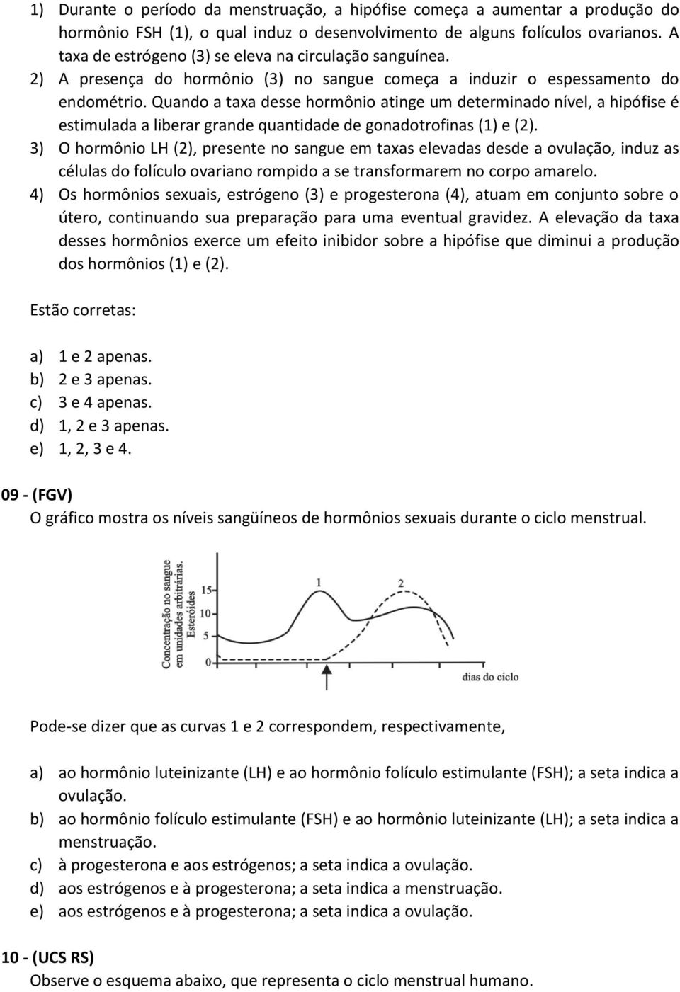 Quando a taxa desse hormônio atinge um determinado nível, a hipófise é estimulada a liberar grande quantidade de gonadotrofinas (1) e (2).