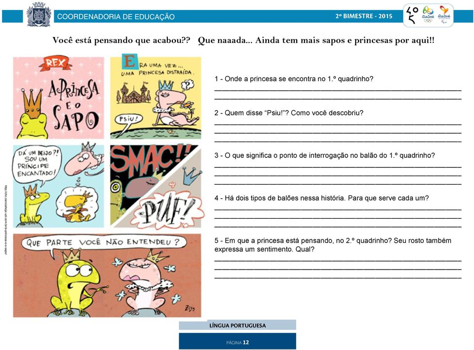 com.br/a-princesa-e-o-sapo/ 3 - O que significa o ponto de interrogação no balão do 1.º quadrinho?